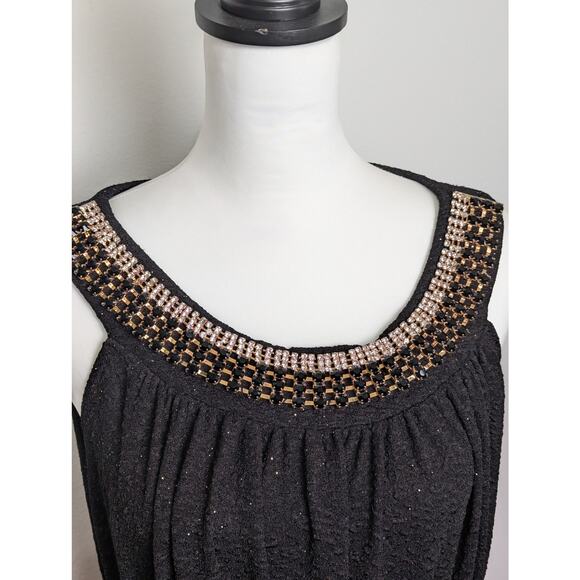 Haani Rare gown with black and gold beadwork sz large Bust 38 Waist31"Hips 44" - Picture 10 of 14